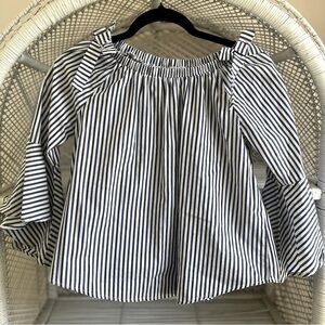 NWOT - Habitual Girl Size 12 100% cotton blue & white striped 3/4 sleeve top